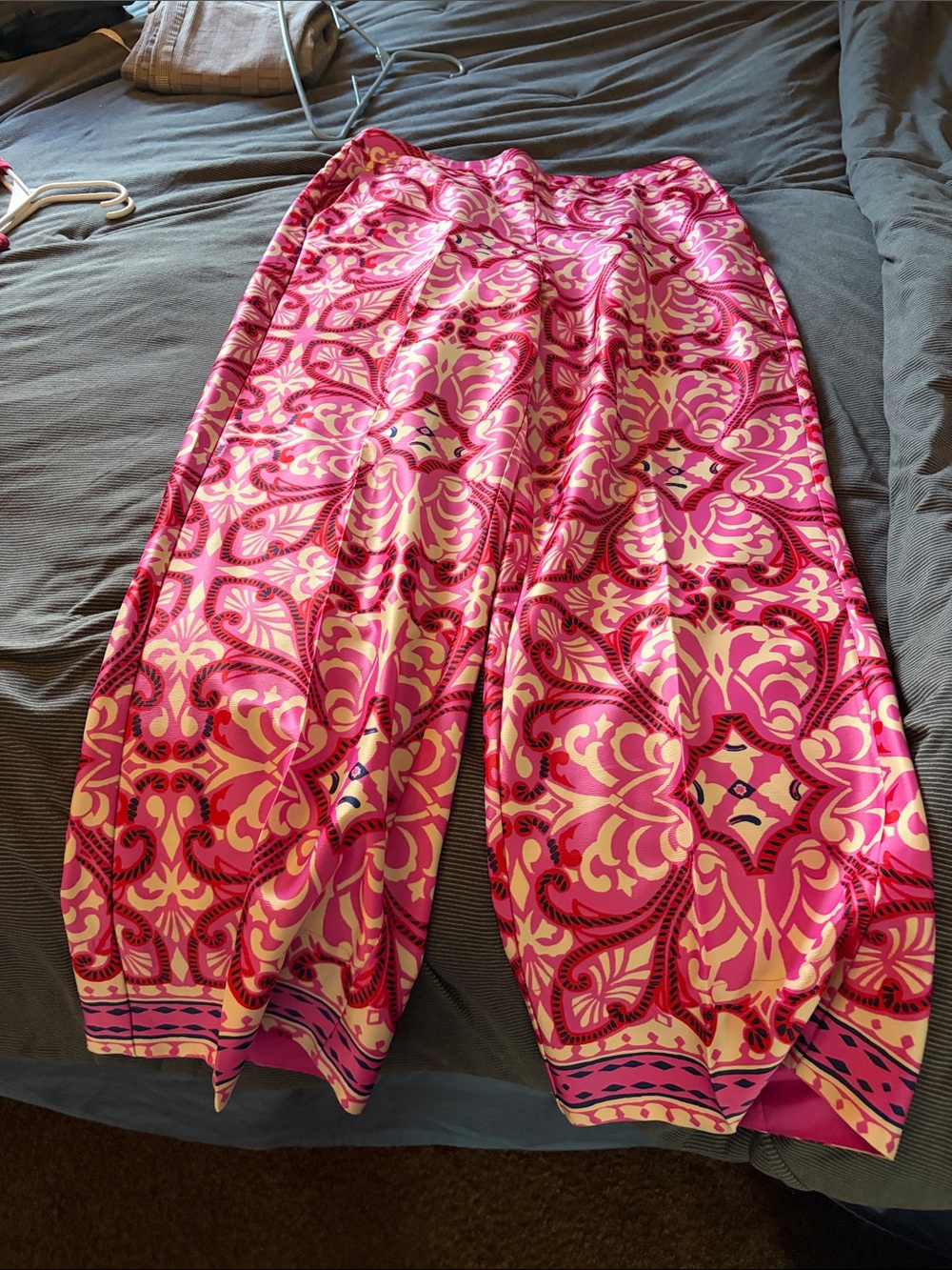 Rachel Zoe Pink & Cream Patterned Wide-Leg Pants